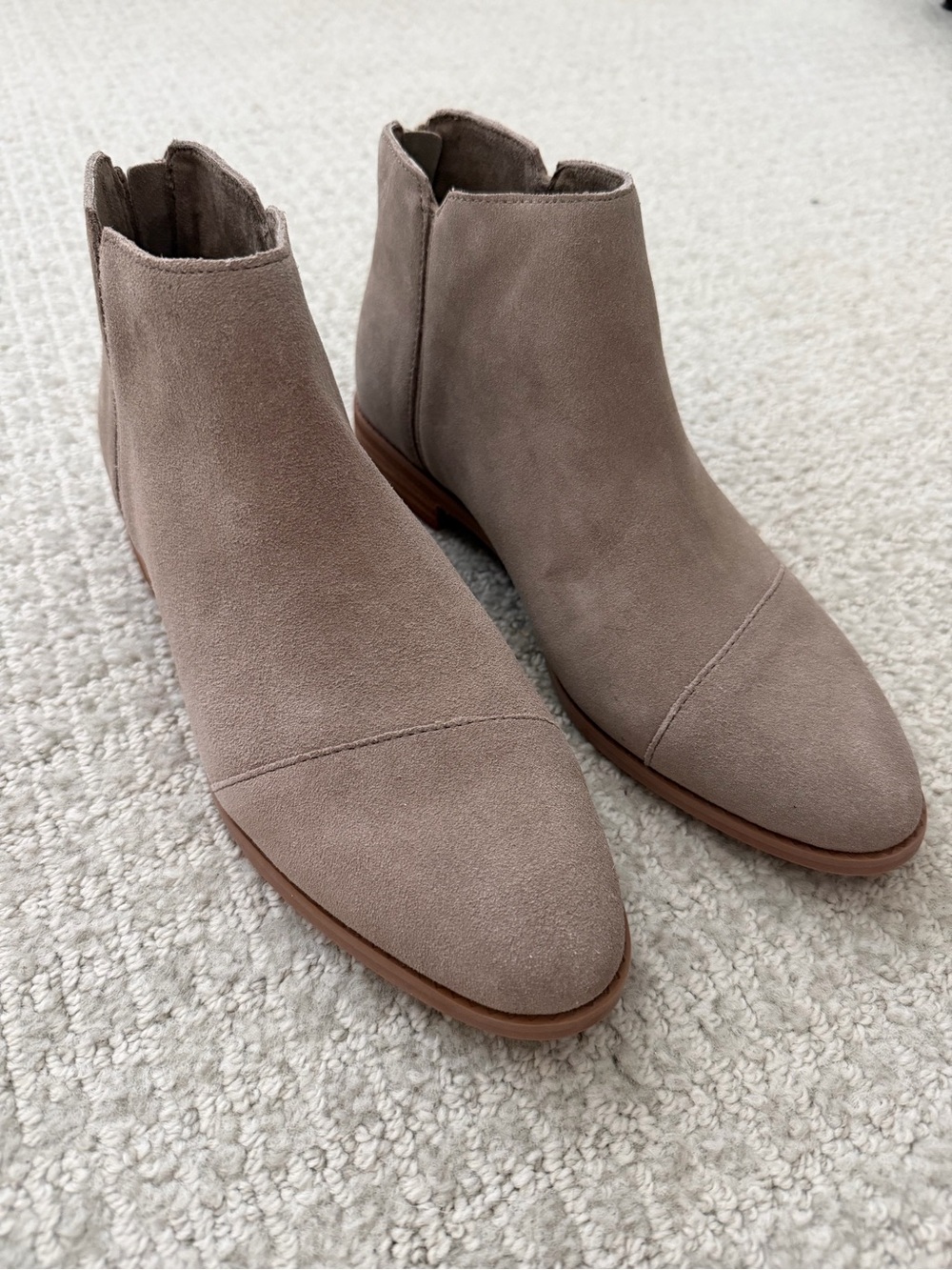 Toms Taupe Suede Ankle Booties